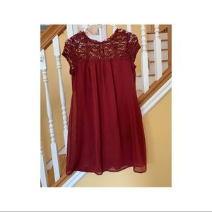 maroon lace mini dress